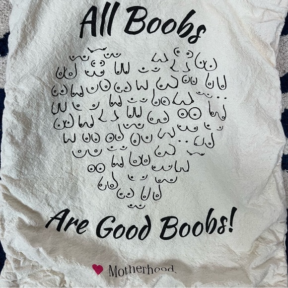 All Boobs Are Good Boobs Motherhood Maternity Beige Cotton Tote Bag - Picture 4 of 4
